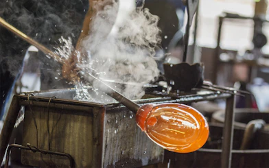 Glassblowing demonstration in Murano during guided tour from Punta Sabbioni.