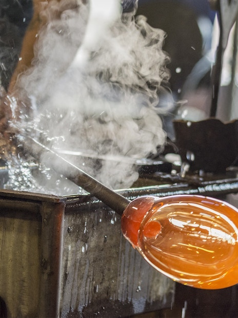 Glassblowing demonstration in Murano during guided tour from Punta Sabbioni.