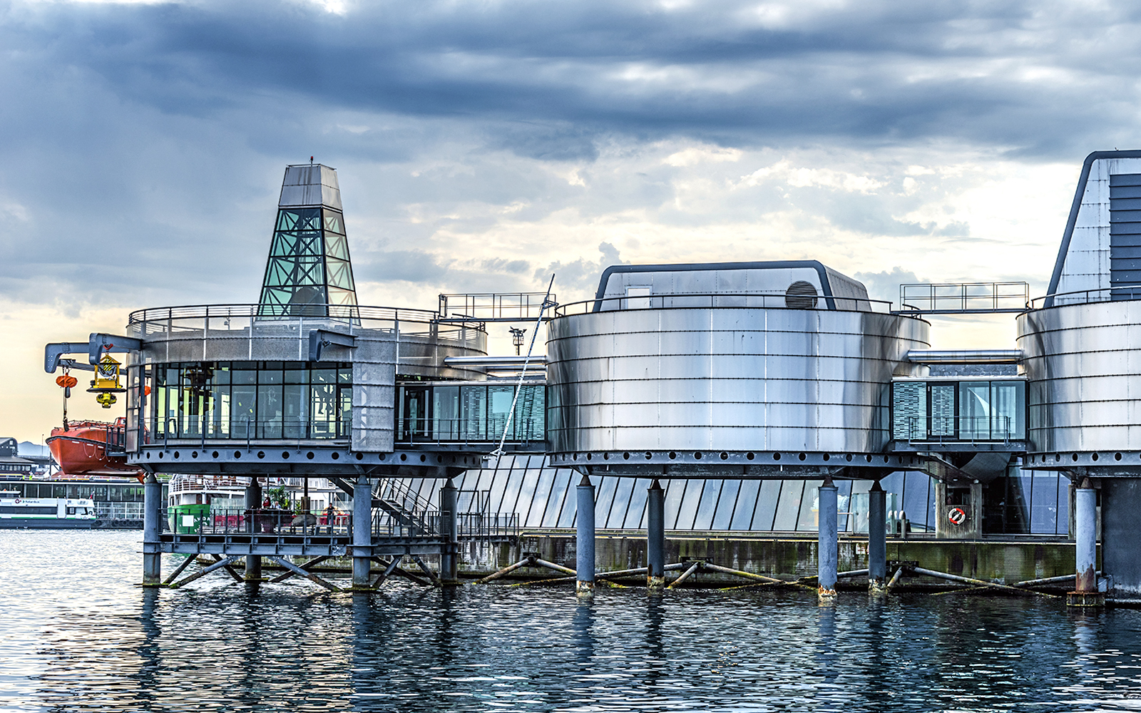 Norwegian Petroleum Museum exterior with modern architecture over water.