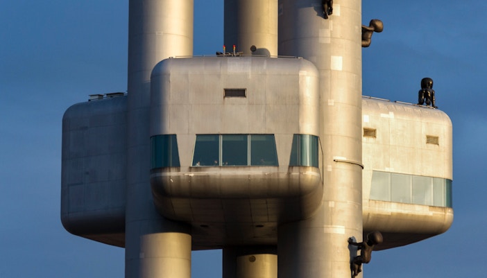Futuristic architecture of Zizkov Television Tower