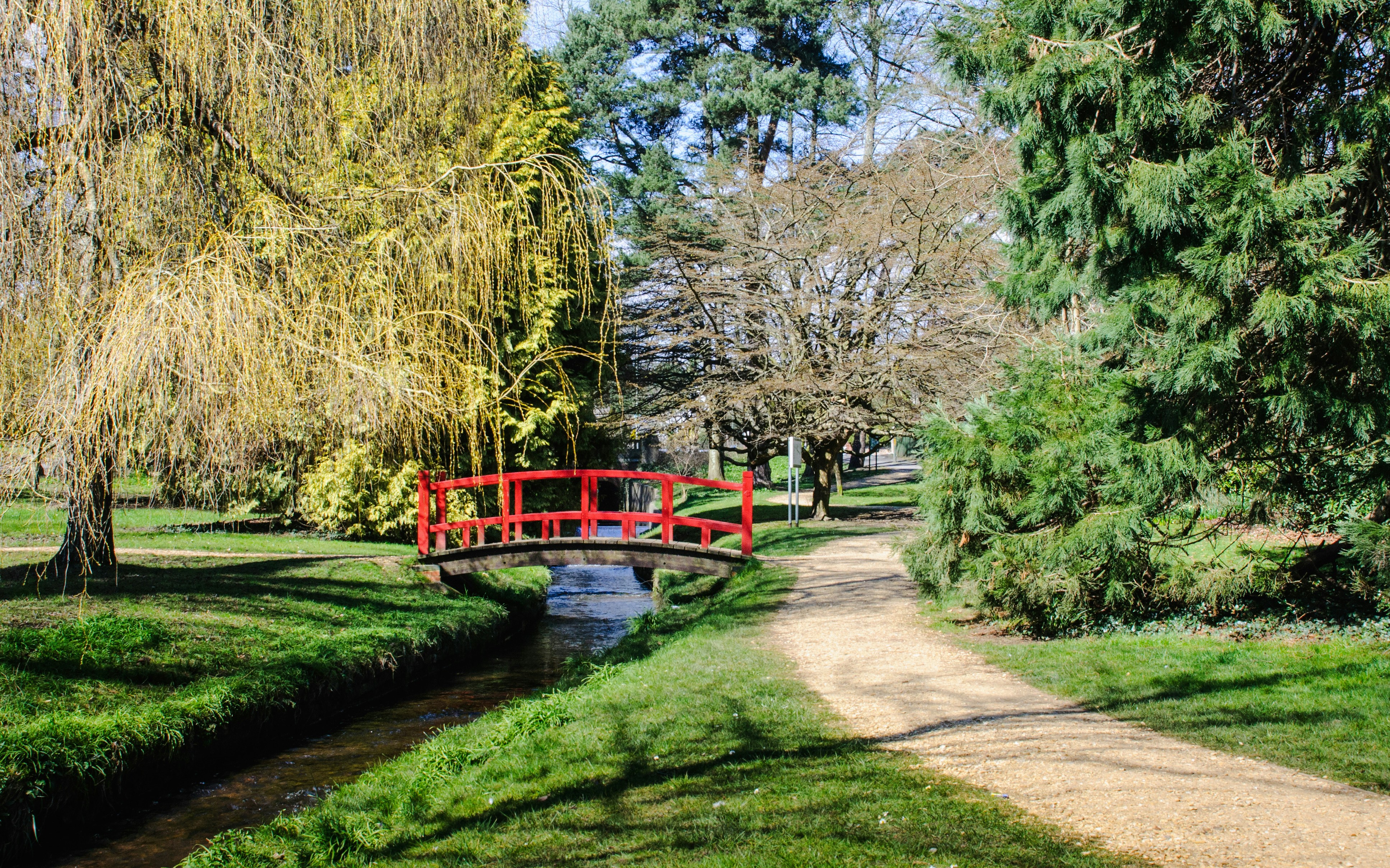 Little bridge over stream in Bournemouth upper Gardens