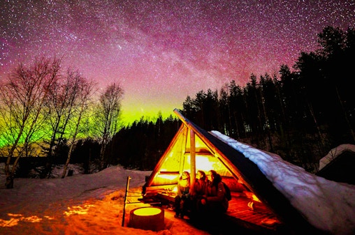 Rovaniemi: wizyta w obozie zorzy polarnej z grillem