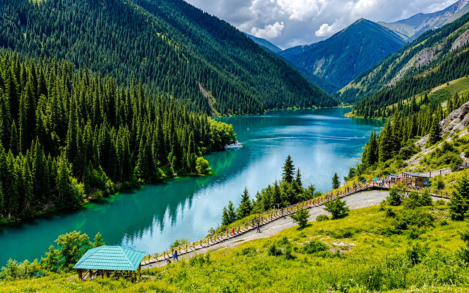 From Almaty: Private 2-Day Charyn Canyon, Kolsai & Kaindy Lakes Tour with A-Frame Cabin Stay