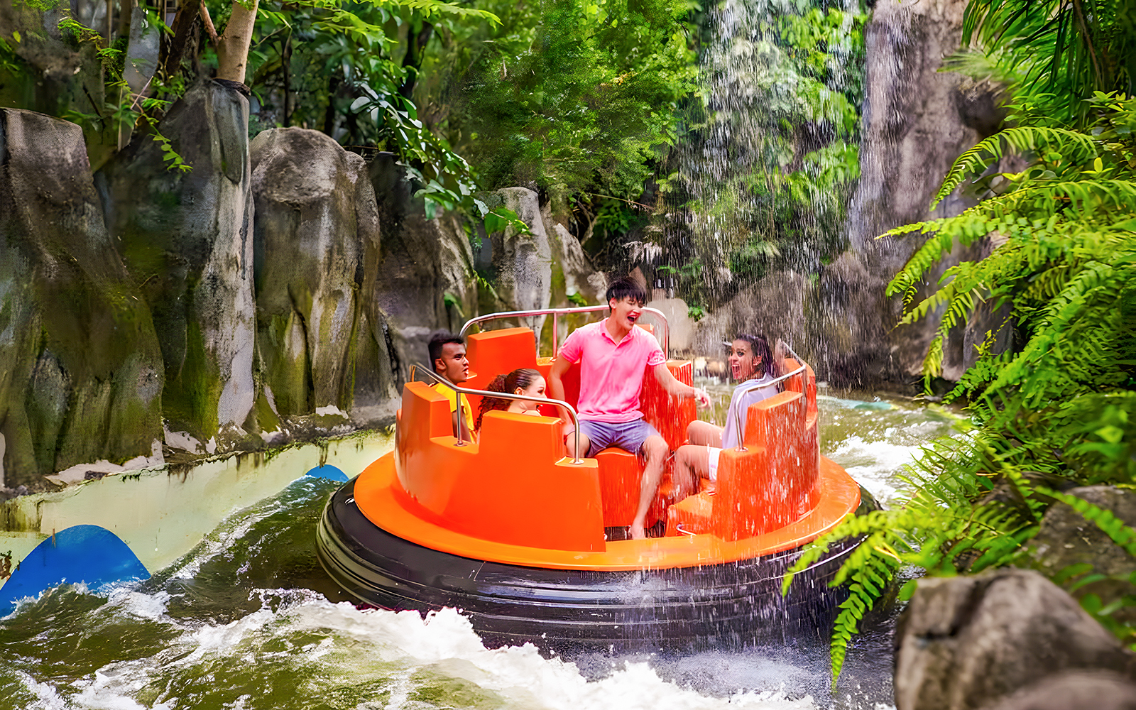 Visitors enjoying a water ride at Sunway Lagoon Theme Park.