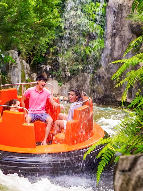 Visitors enjoying a water ride at Sunway Lagoon Theme Park.