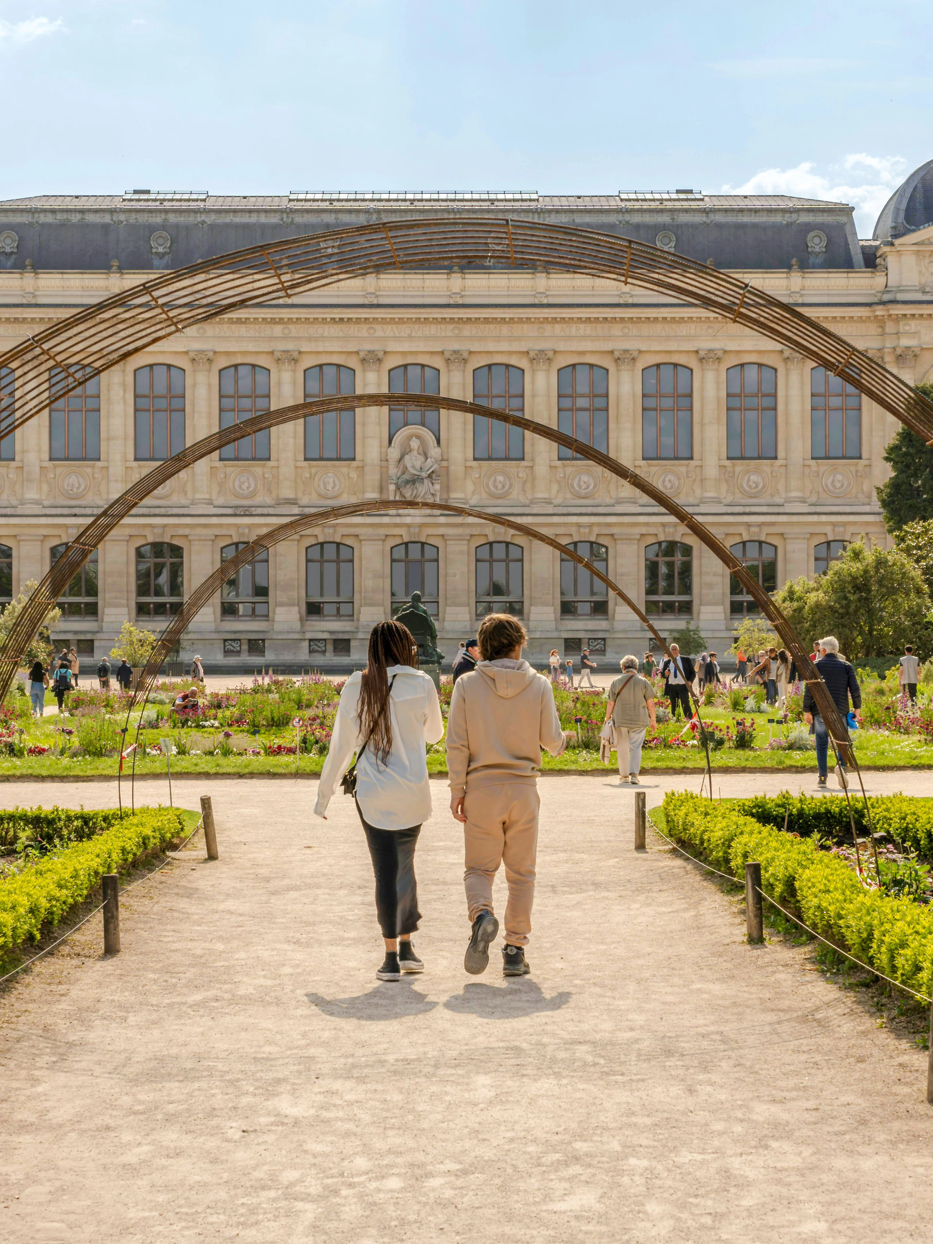 Botanical Garden path leading to the Great Evolution Gallery in Paris, France.