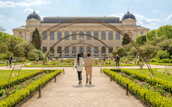 Botanical Garden path leading to the Great Evolution Gallery in Paris, France.