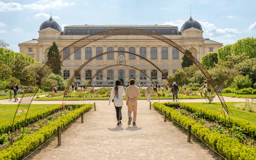 Botanical Garden path leading to the Great Evolution Gallery in Paris, France.