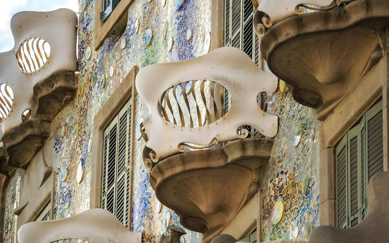 Modernist facade detail of Casa Batlló in Barcelona.