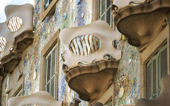 Modernist facade detail of Casa Batlló in Barcelona.