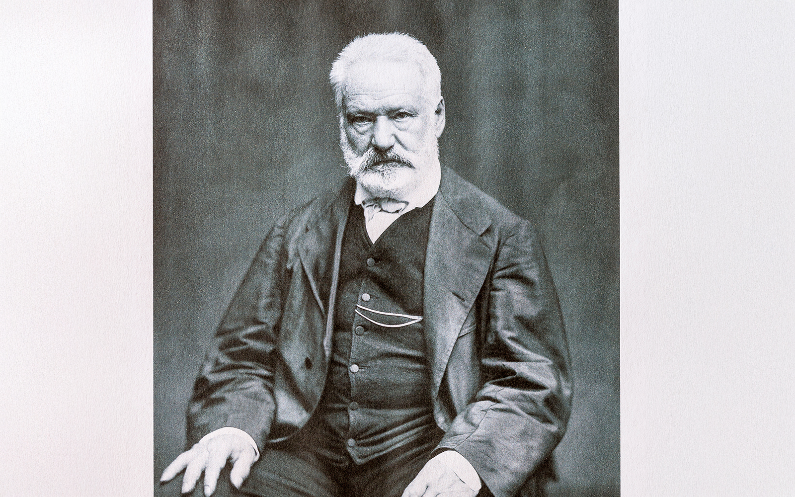 Victor Hugo statue in Paris, France, near Notre-Dame Cathedral.