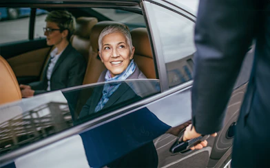 Passenger in car during private transfer from Mallorca Airport