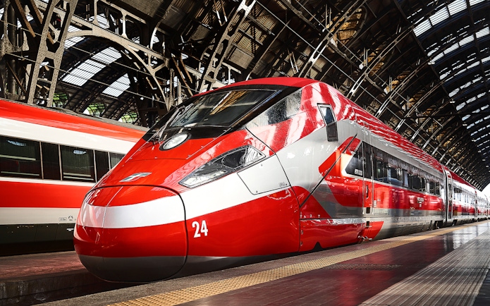 High-speed train at Firenze Santa Maria Novella Station bound for Rome Termini.