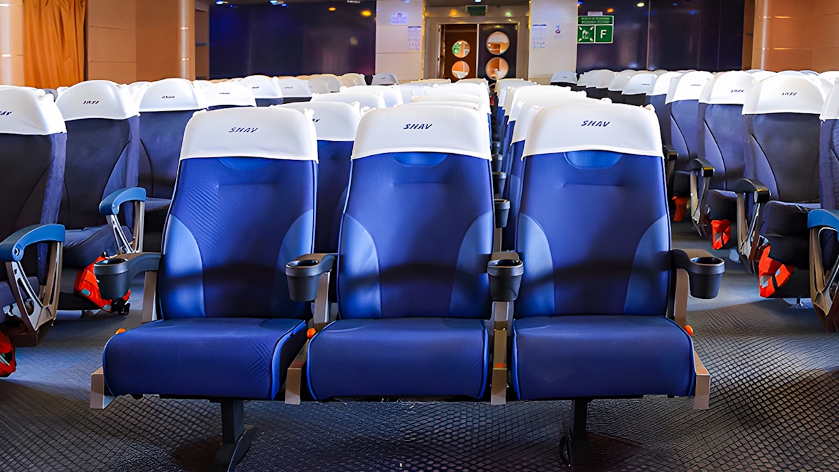 Comfortable seats on the SNAV hydrofoil ferries