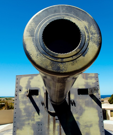 Rottnest Island coastal gun with ocean view in Fremantle, Australia.