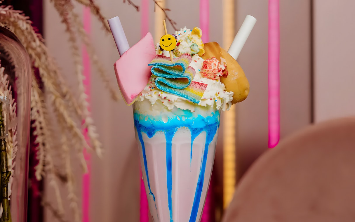 Sundae with colorful toppings at The Cafe at Upside Down Amsterdam.