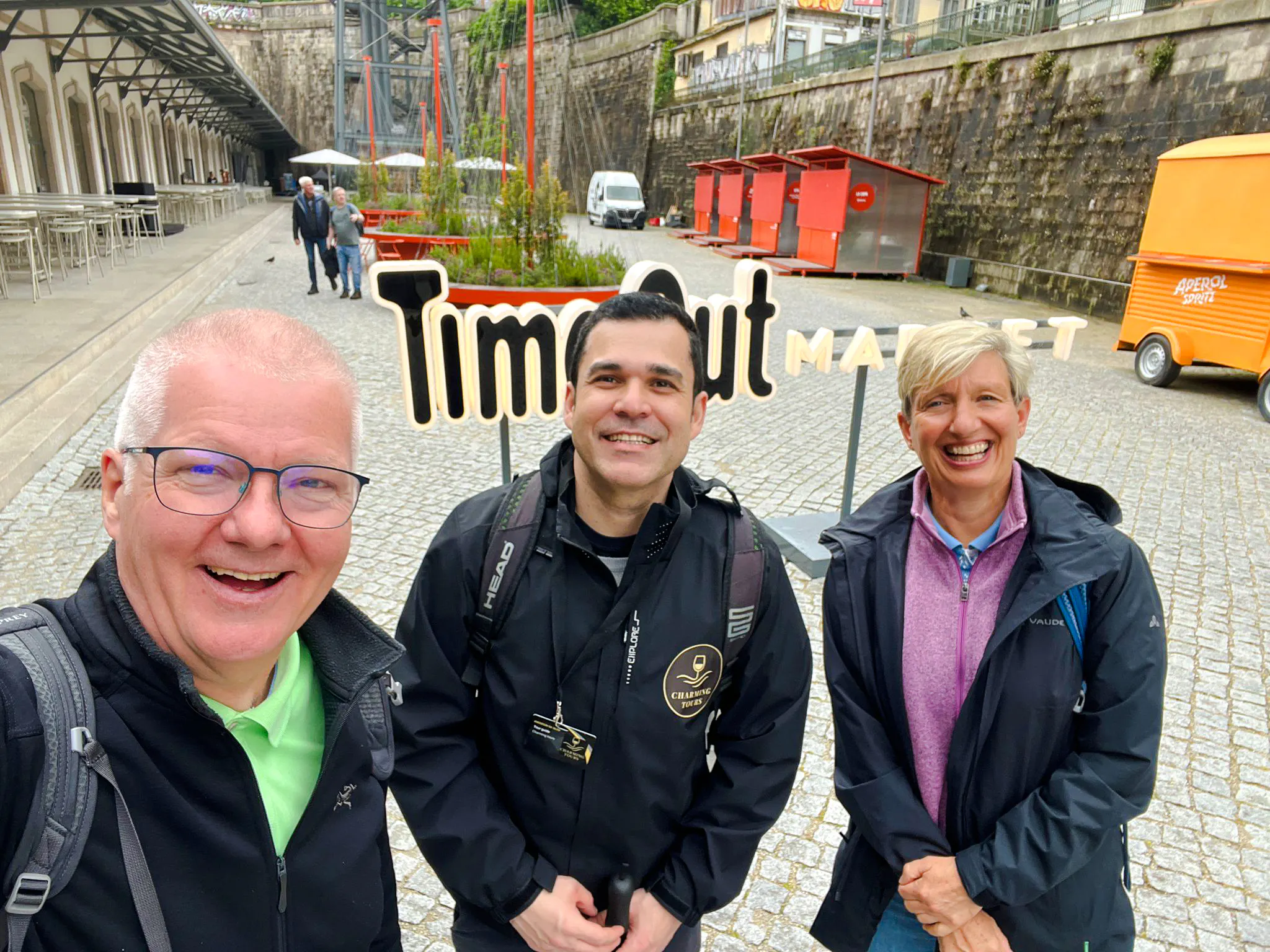 Walking tour group at Time Out Market, Porto.
