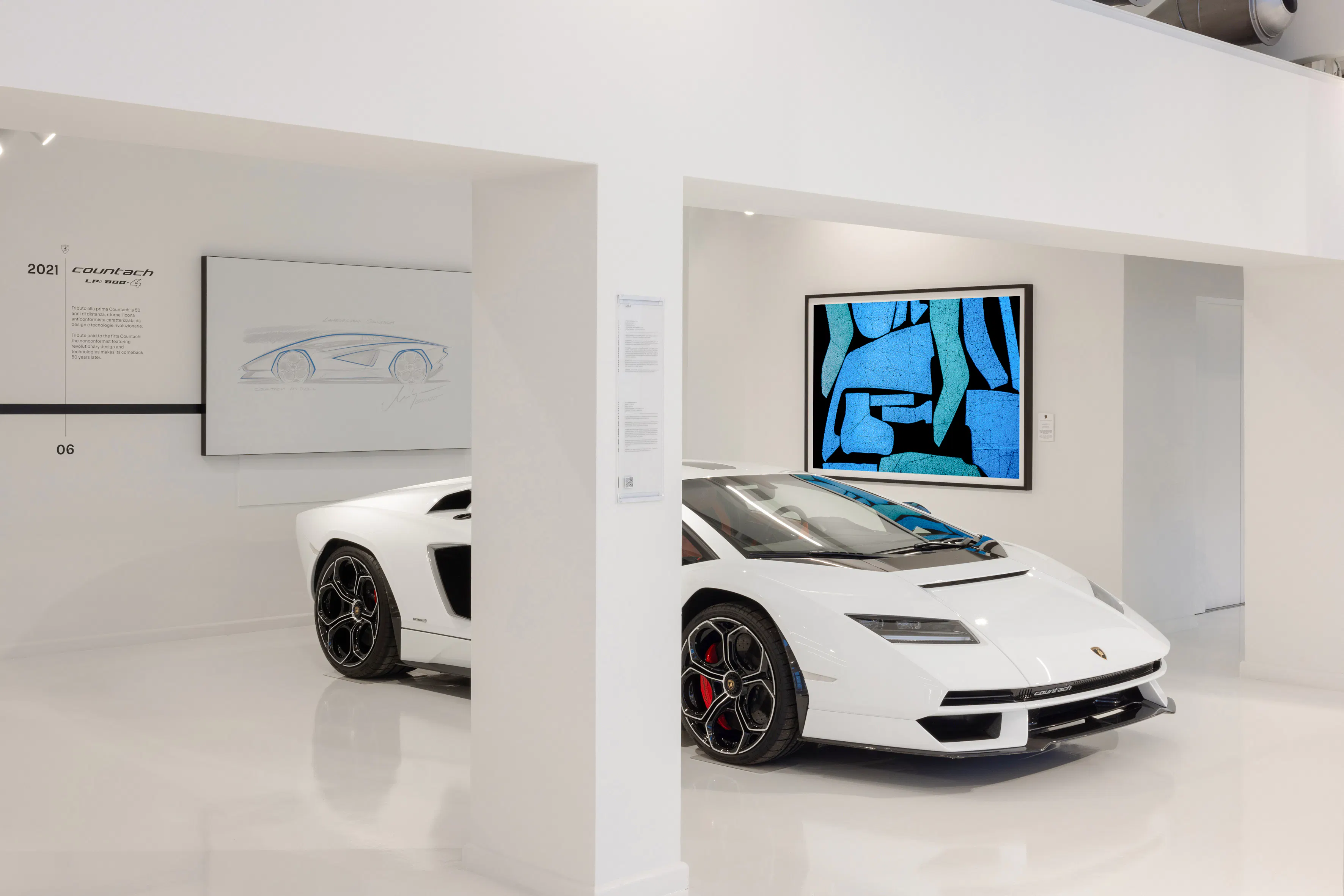 Lamborghini Countach displayed at the Lamborghini Museum in Bologna.