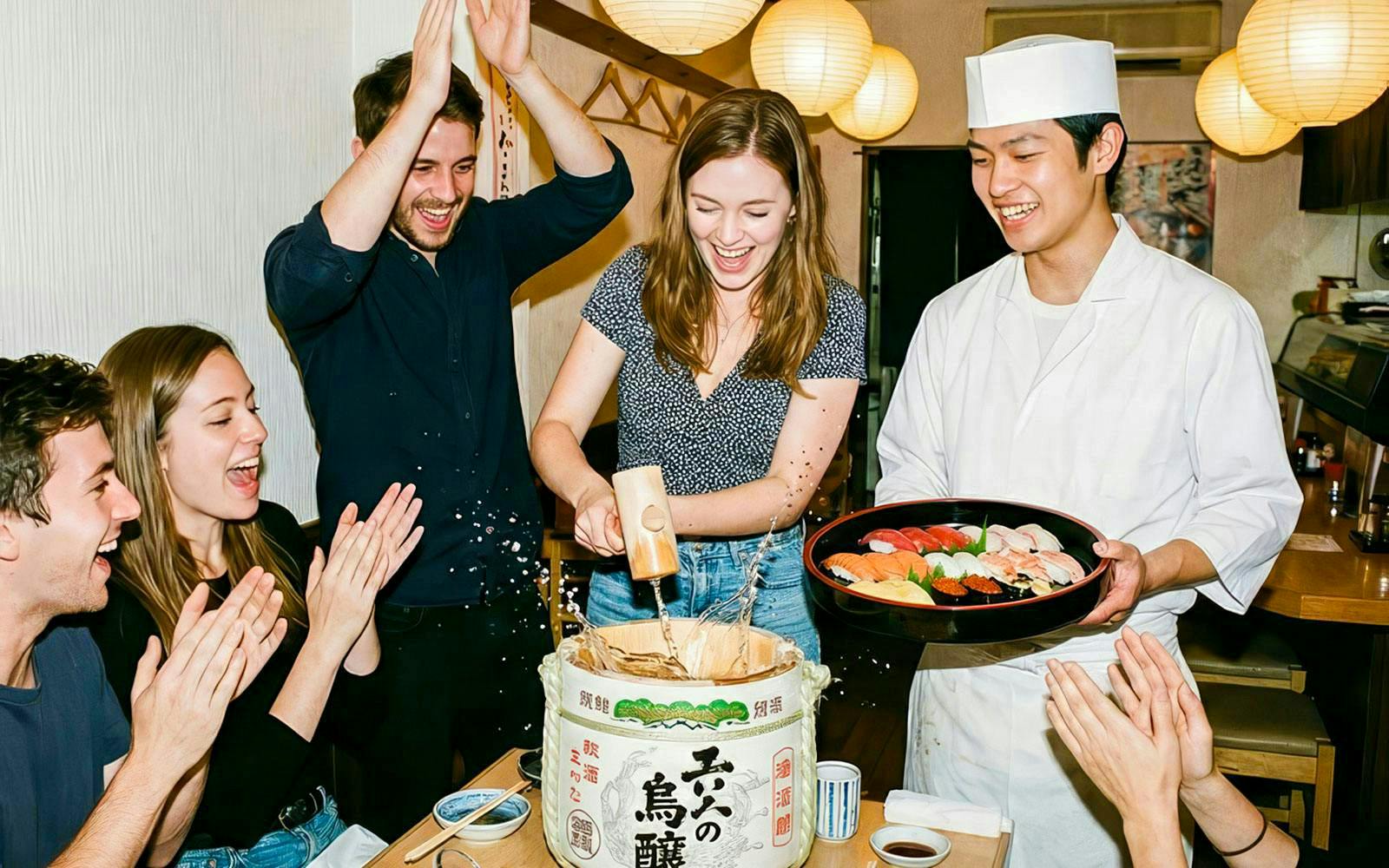 clase de preparación de sushi en asakusa, tokio: ceremonia del sake y preparación de matcha-1