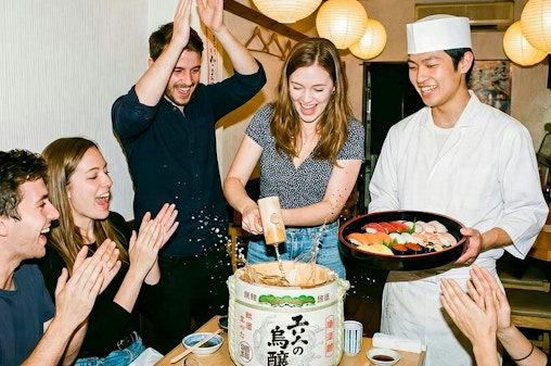 Asakusa Tokyo Sushi Making Class : Sake Ceremony & Whisk Matcha