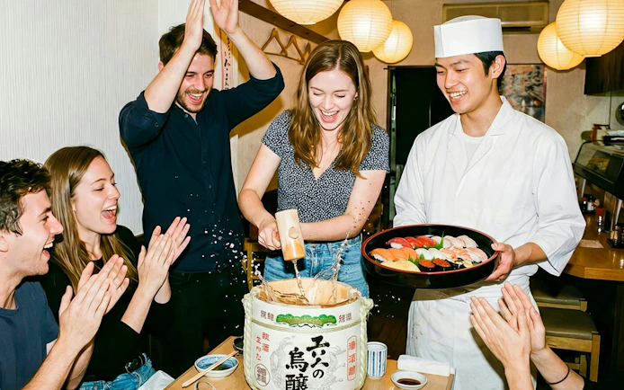 Asakusa Tokyo Sushi Making Class : Sake Ceremony & Whisk Matcha