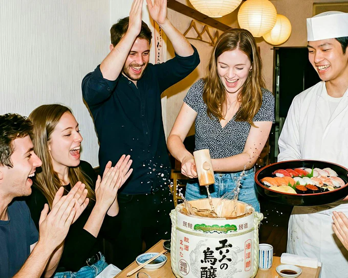 Asakusa Tokyo Sushi Making Class : Sake Ceremony & Whisk Matcha