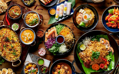 Assorted dishes at Gastronomy Buffet Dinner Experience, Dubai.