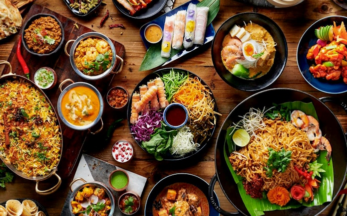 Assorted dishes at Gastronomy Buffet Dinner Experience, Dubai.