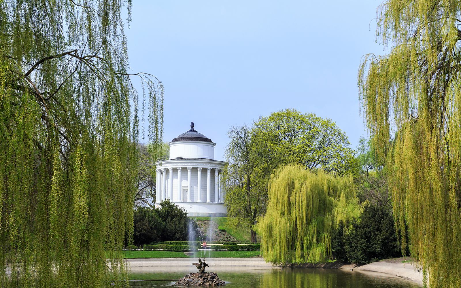 Temple of Vesta in Saxon Garden in Warsaw in spring, Poland