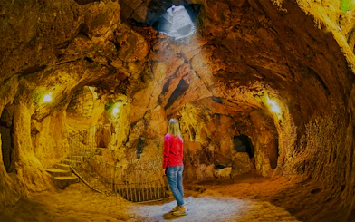 Underground cave exploration on the Green Tour in Cappadocia.