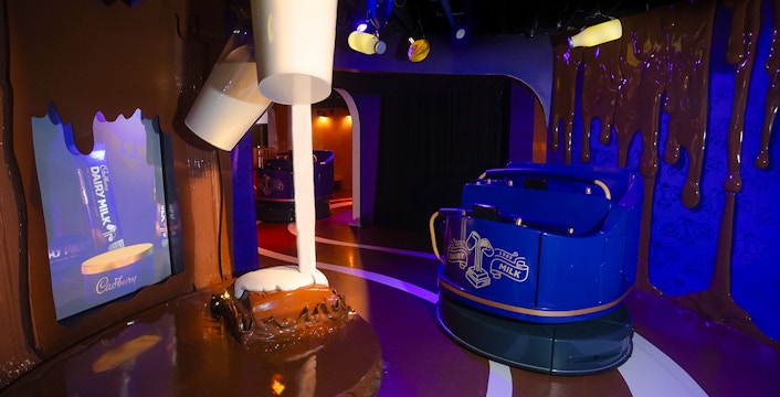 Cadbury World chocolate-making demonstration in Birmingham, UK.