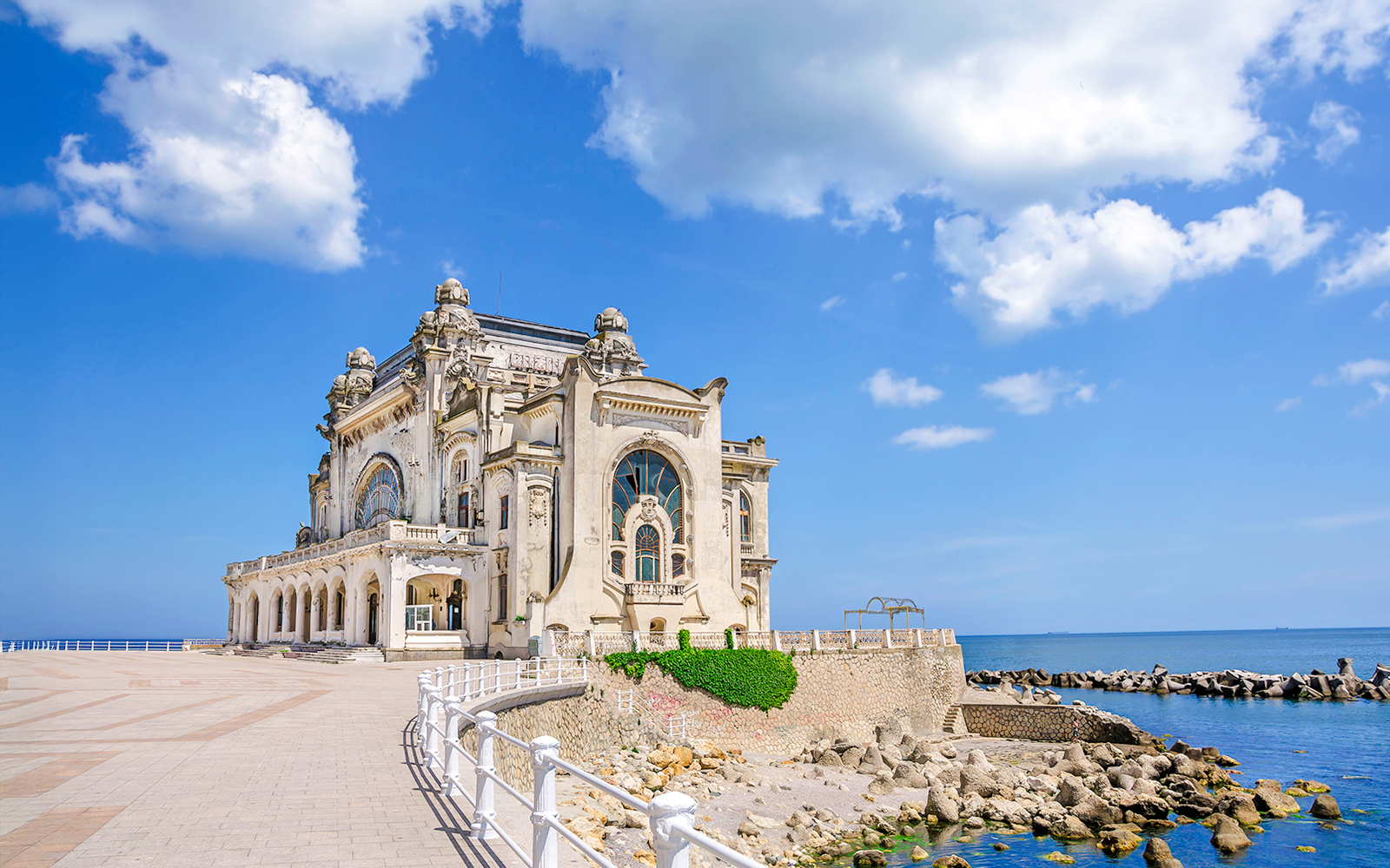 Old Casino building on the Black Sea coast in Constanta, Romania.