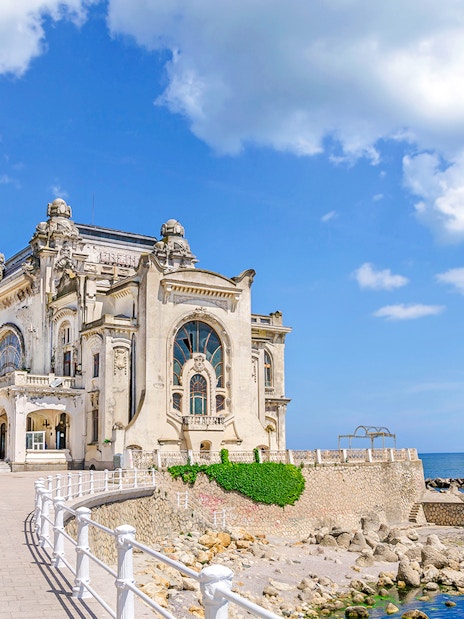 Old Casino building on the Black Sea coast in Constanta, Romania.