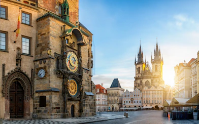 Tourists view Prague from Astronomical Clock Tower with Fast Track Tickets and Audio Guide.