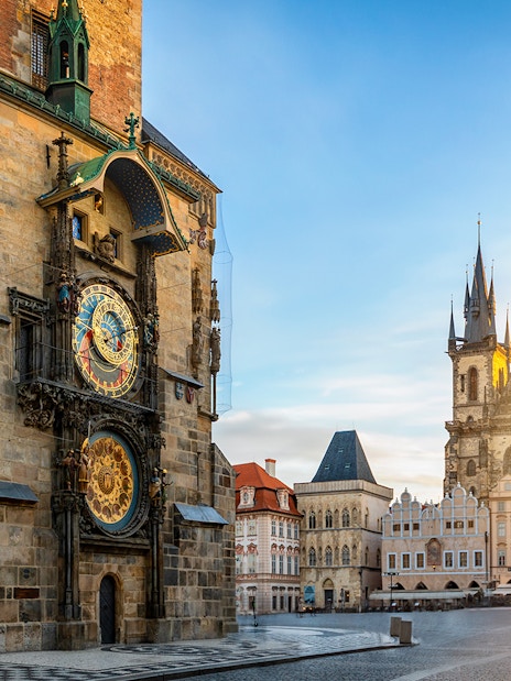 Tourists view Prague from Astronomical Clock Tower with Fast Track Tickets and Audio Guide.