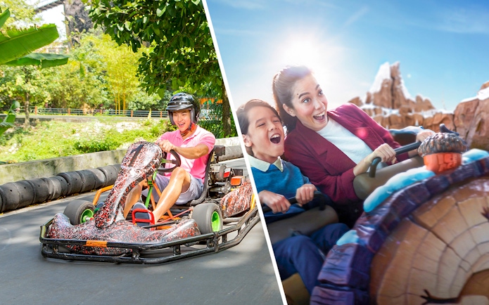 Go-karting at Sunway Lagoon and roller coaster ride at Genting SkyWorlds Theme Park.