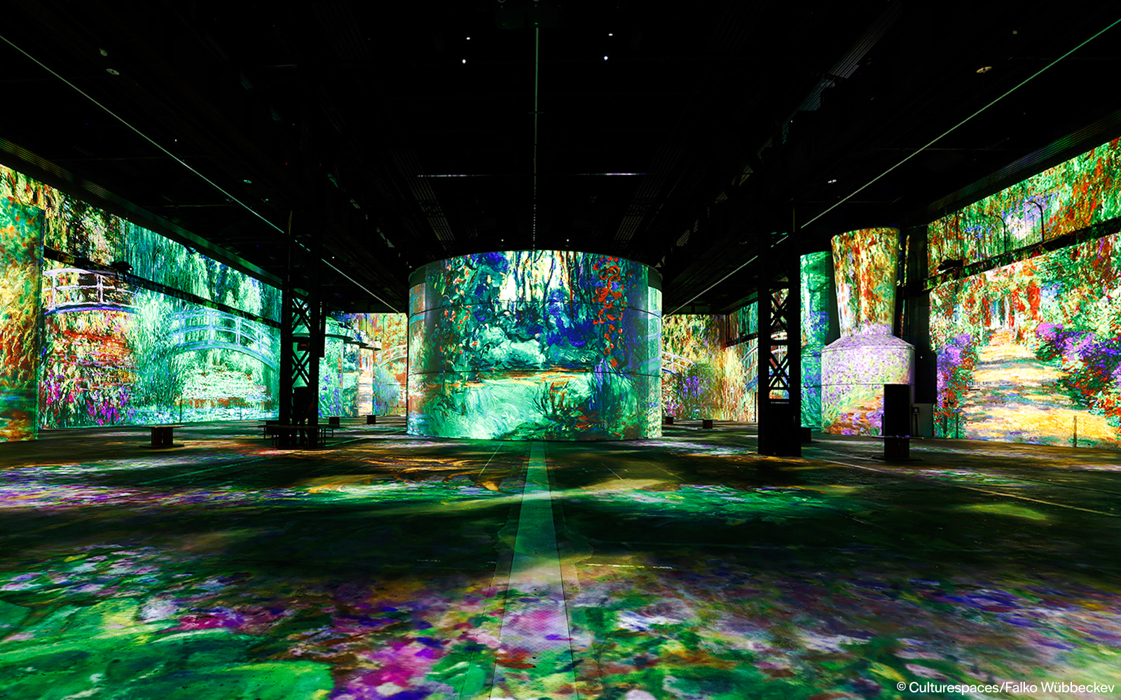 Immersive art projections at Phoenix des Lumières exhibit.