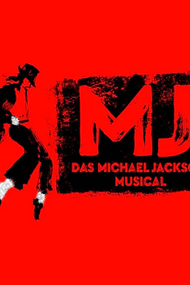 Silhouette of a dancer with "MJ Das Michael Jackson Musical" text on red background.