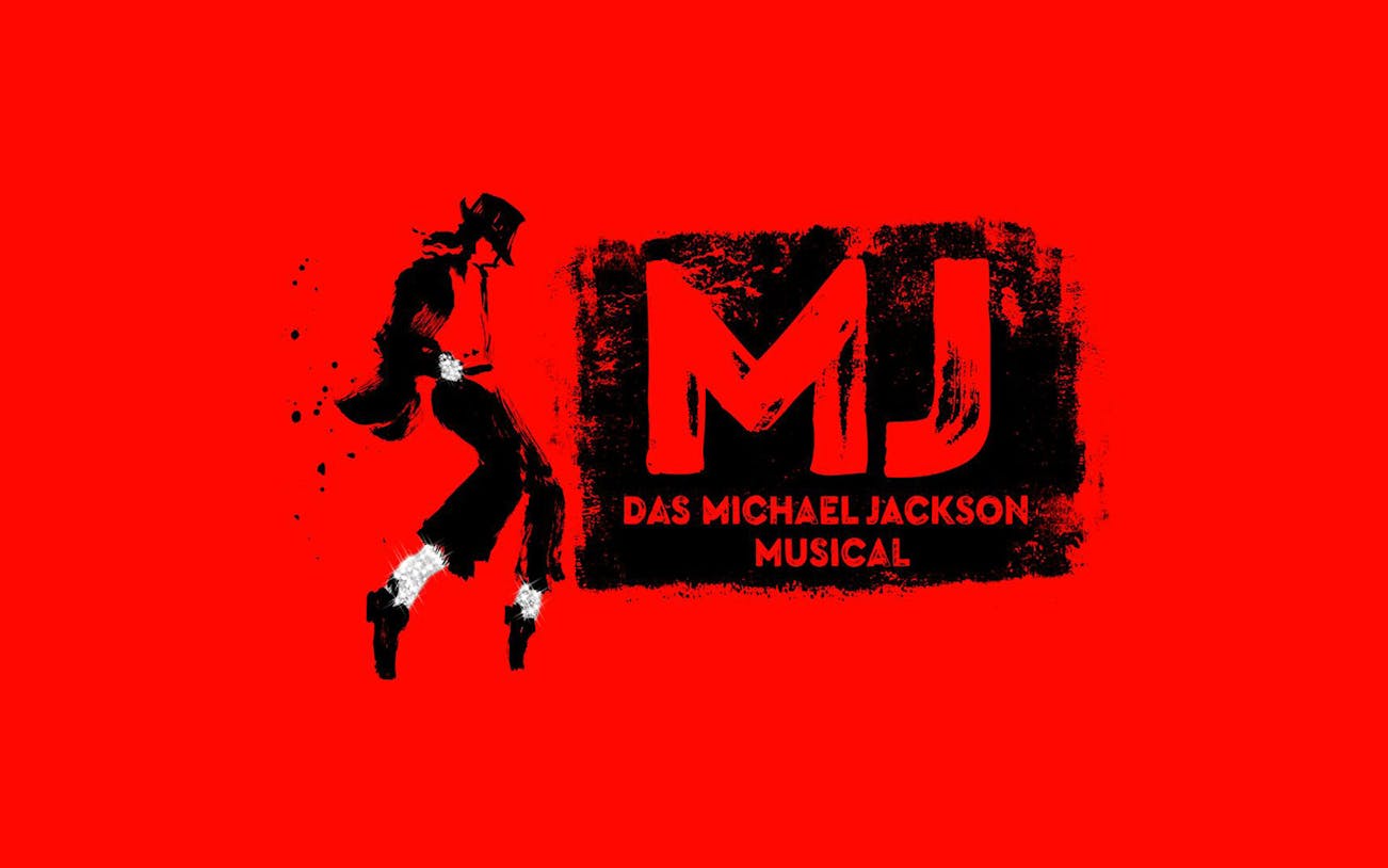 Silhouette of a dancer with "MJ Das Michael Jackson Musical" text on red background.