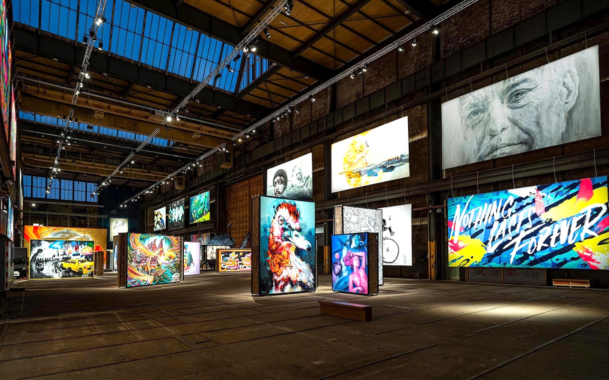 STRAAT Museum interior with vibrant street art displays in Amsterdam.