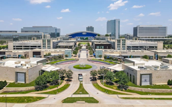 The Star in Frisco complex with shops, offices, and Ford Center in Frisco, Texas.