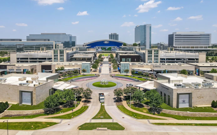 The Star in Frisco complex with shops, offices, and Ford Center in Frisco, Texas.