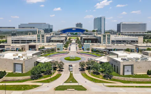 The Star in Frisco complex with shops, offices, and Ford Center in Frisco, Texas.