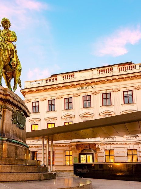 Erzherzog Albrecht Denkmal monument in front of Albertina museum, Vienna, Austria.