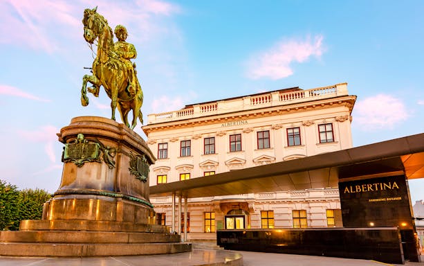 Erzherzog Albrecht Denkmal monument in front of Albertina museum, Vienna, Austria.