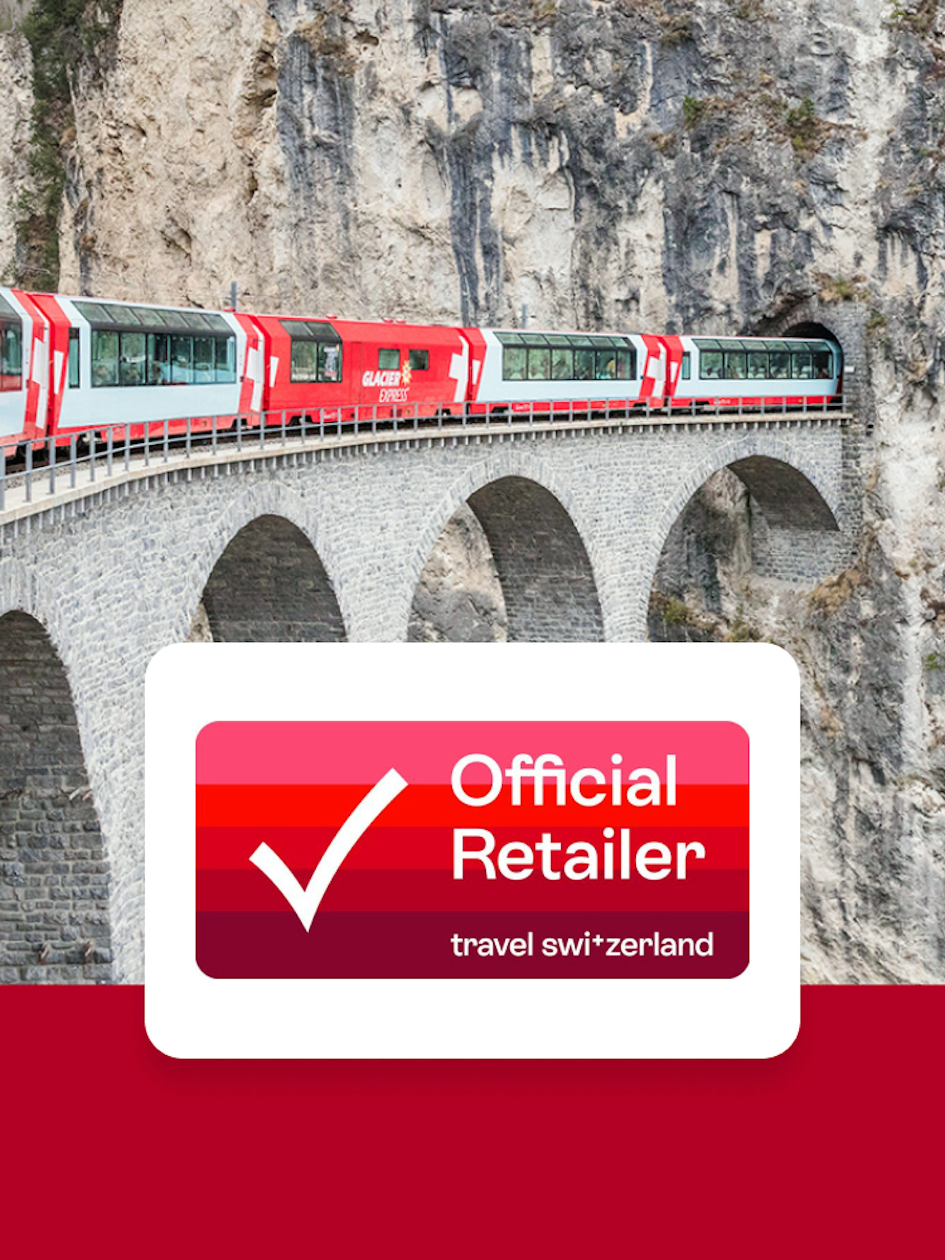 Train crossing the Landwasser Viaduct in Switzerland with Swiss rail pass.