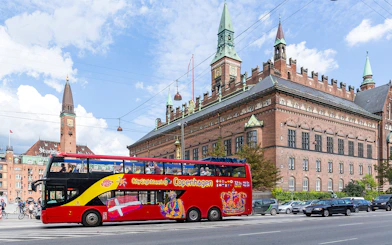 City Sightseeing bus in front of Copenhagen City Hall.