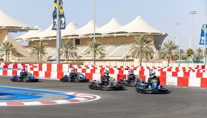 Go karts racing in Yas Marina circuit, Abu Dhabi