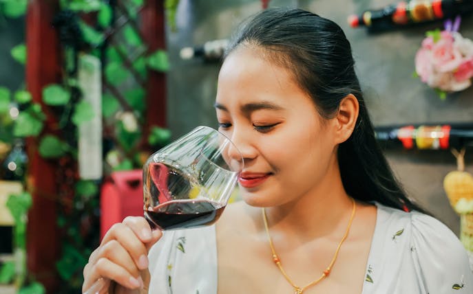Guest enjoying wine tasting during Cappadocia vineyard tour.