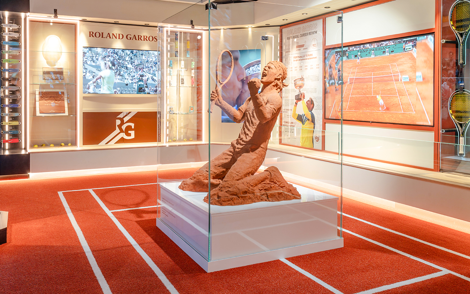Rafa Nadal Museum Xperience interior with interactive tennis exhibits and memorabilia in Mallorca, Spain.